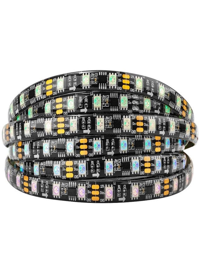 BTF-LIGHTING شريط إضاءة LED قابل للعنونة من BTF-LIGHTING طراز WS2811 IC=RGB+IC، بطول 16.4 قدم، 60 مصباح LED/متر، 20 بكسل/متر، مقاوم للرذاذ بمعيار IP65، لوحة دوائر مطبوعة سوداء مرنة، يعمل بجهد DC12V، تأثير إضاءة متتابعة، مناسب للديكور المنزلي الداخلي (بدون محول أو وحدة تحكم). - Image 1